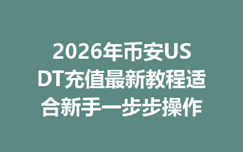 2026年币安USDT充值最新教程适合新手一步步操作
