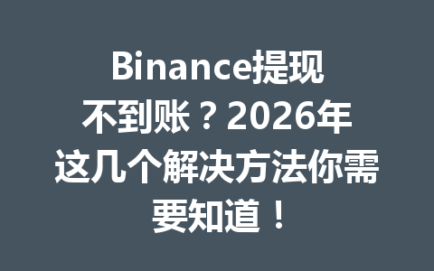 Binance提现不到账？2026年这几个解决方法你需要知道！