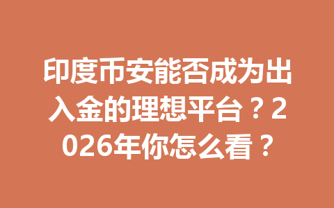 印度币安能否成为出入金的理想平台？2026年你怎么看？