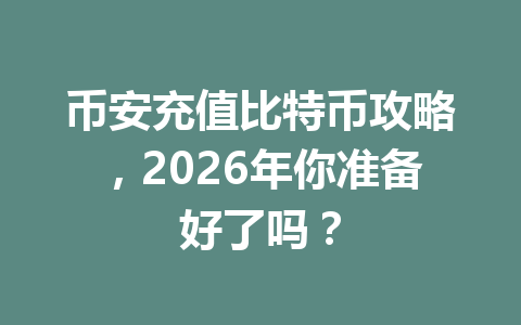 币安充值比特币攻略，2026年你准备好了吗？