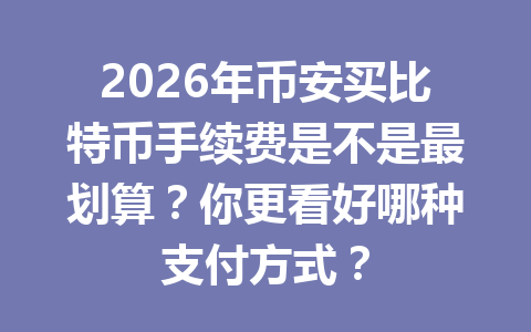 2026年币安买比特币手续费是不是最划算？你更看好哪种支付方式？