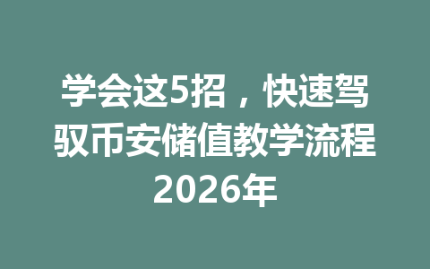学会这5招，快速驾驭币安储值教学流程2026年