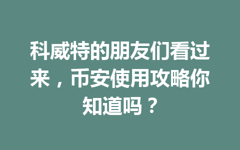 科威特的朋友们看过来,币安使用攻略你知道吗? 科威特的朋友们看过来,币安使用攻略你知道吗?