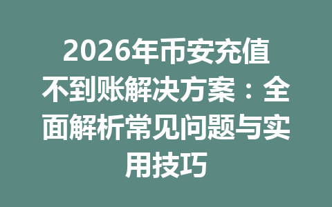 2026年币安充值不到账解决方案：全面解析常见问题与实用技巧