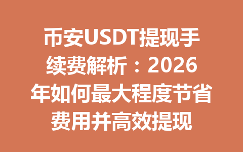 币安USDT提现手续费解析:2026年如何最大程度节省费用并高效提现 币安USDT提现手续费解析:2026年如何最大程度节省费用并高效提现