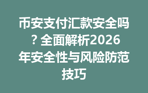 币安支付汇款安全吗？全面解析2026年安全性与风险防范技巧
