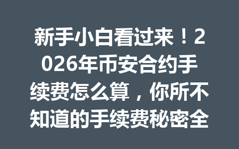 新手小白看过来!2026年币安合约手续费怎么算,你所不知道的手续费秘密全揭秘! 新手小白看过来!2026年币安合约手续费怎么算,你所不知道的手续费秘密全揭秘!