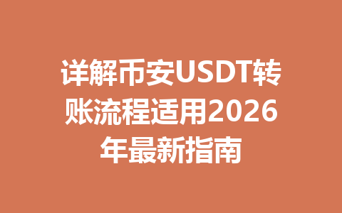 详解币安USDT转账流程适用2026年最新指南