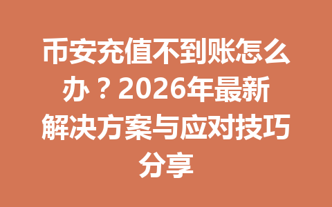 币安充值不到账怎么办？2026年最新解决方案与应对技巧分享
