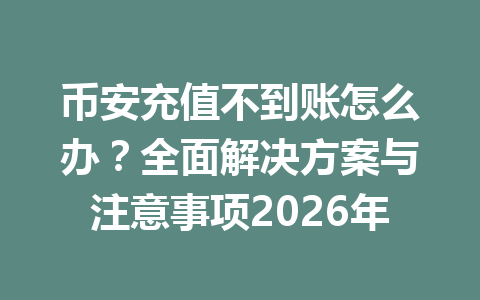 币安充值不到账怎么办？全面解决方案与注意事项2026年