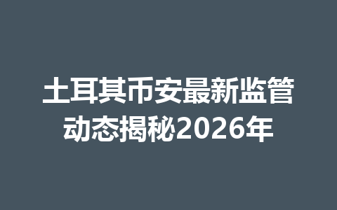 土耳其币安最新监管动态揭秘2026年